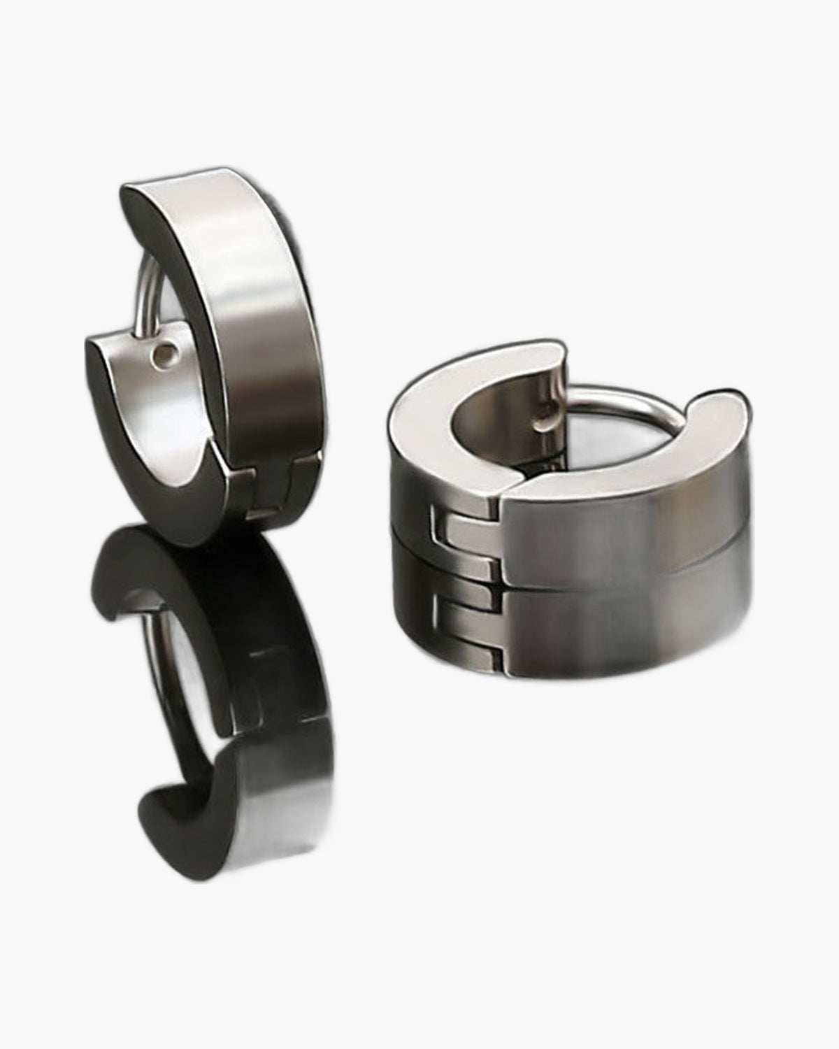 4mm Stainless Steel Huggie Hoop Earrings - Black view 5