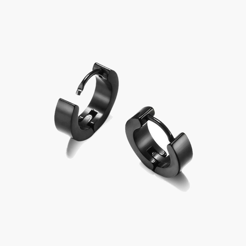 4mm Stainless Steel Huggie Hoop Earrings - Black view 6