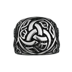 Stainless Steel Viking Knotwork Ring with geometric pattern