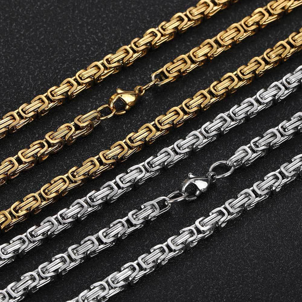 4mm Byzantine Link Stainless Steel Chain, gold-tone and silver-tone chains view 2