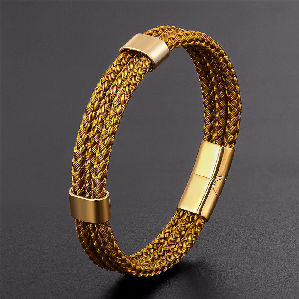 Titanium Steel Braided Magnetic Bracelet gold-tone view 2