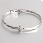 Stainless Steel Cable Bar Bracelet silver finish
