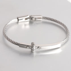 Stainless Steel Cable Bar Bracelet silver finish