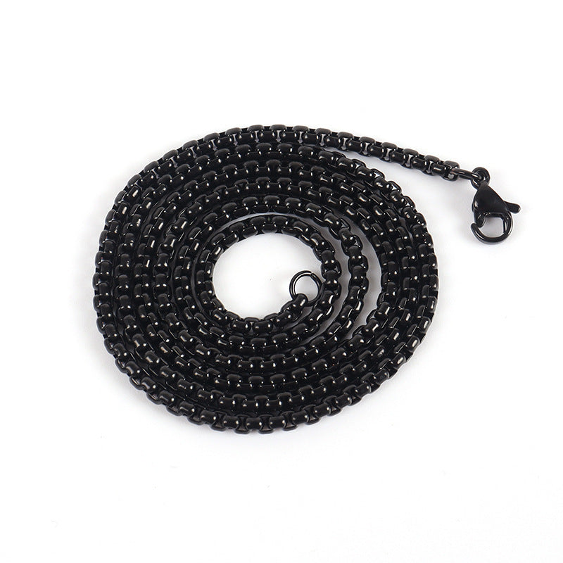 2mm Rolo Link Chain Necklace in silver finish view 2