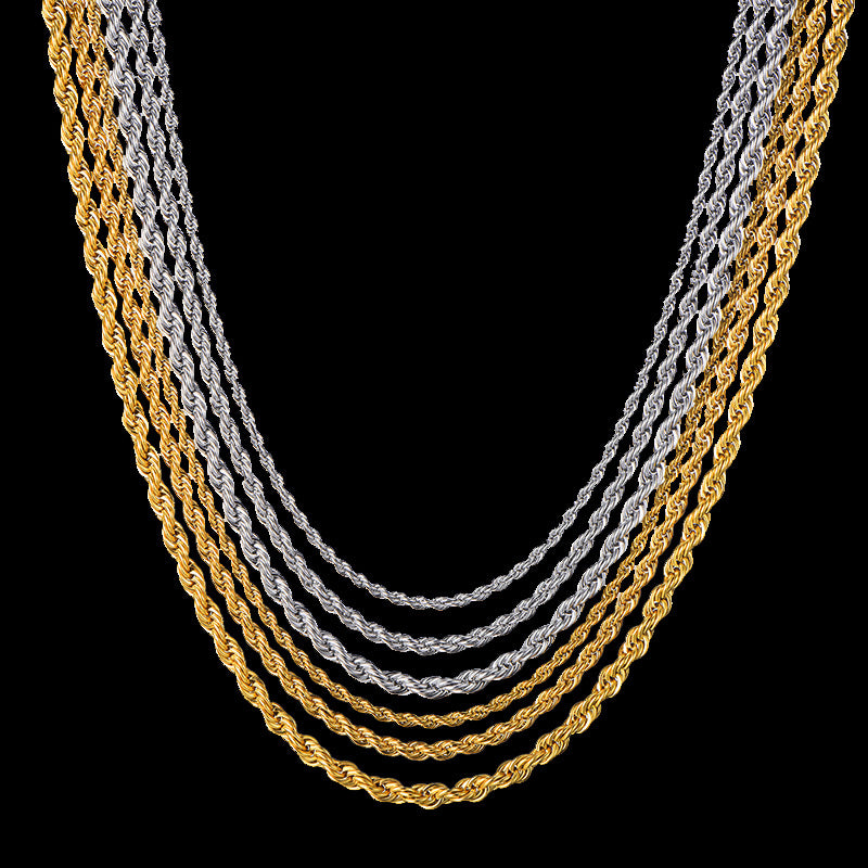 Stainless Steel Rope Chain Options - gold and silver necklaces view 3