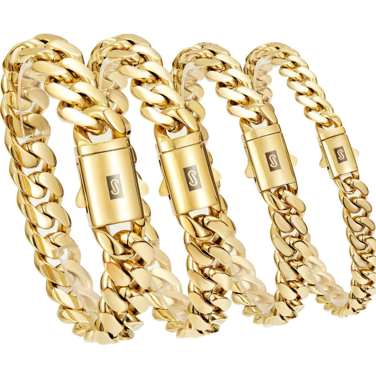 The Gold-Tone Cuban Bracelet in Stainless Steel, view 4
