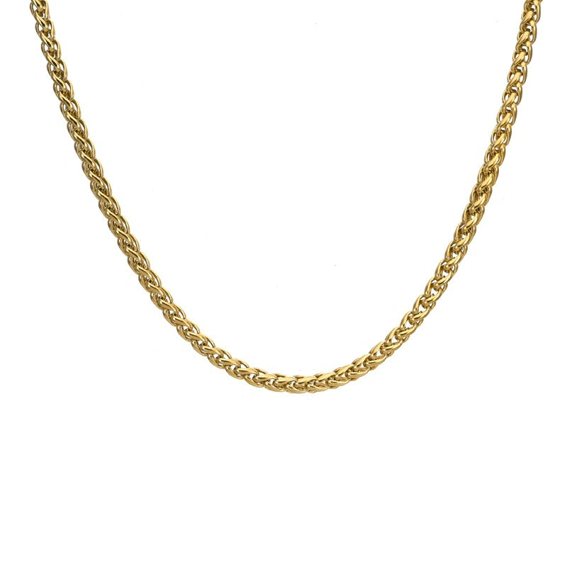 4mm Wheat Link Chain Necklace gold-tone clean shot