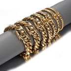The Double-Latch Gold-Tone Cuban Bracelet in Steel, view 4