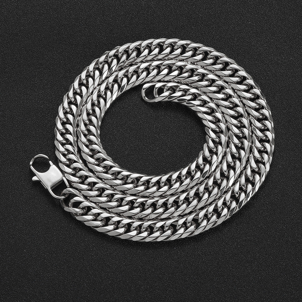 The Faceted Double-Link Cuban Chain in Stainless Steel, view 8