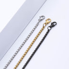 Stainless Steel Box Chain in silver, gold, and black finishes