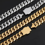 The Zircon Clasp Cuban Chain in Stainless Steel, view 4