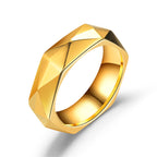 Diamond Cut Stainless Steel Ring in gold-tone and blue finishes view 4