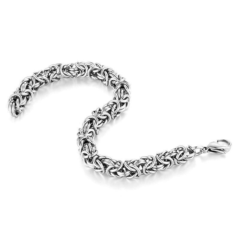 Titanium Steel Byzantine Link Bracelet gold-tone silver-tone view 4