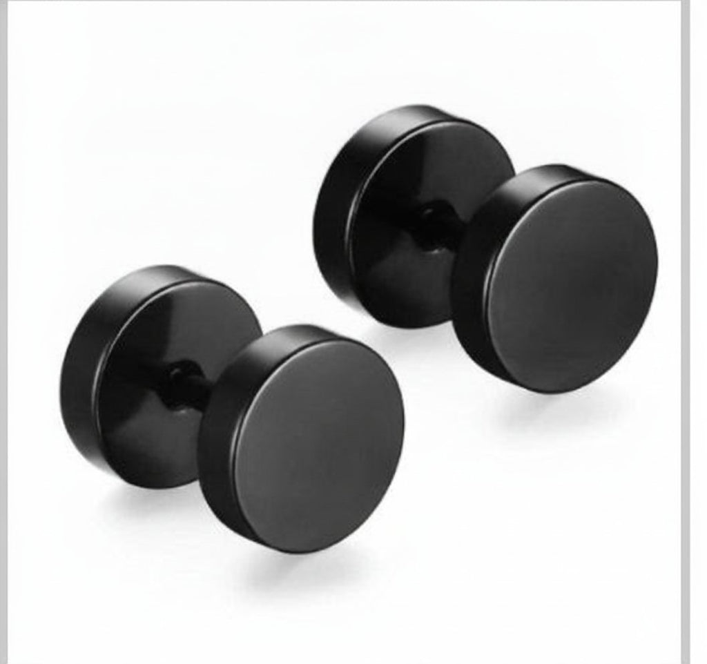 Barbell Stud Earrings in silver finish view 16
