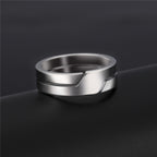 Stainless Steel Layered Geometric Ring, silver, black