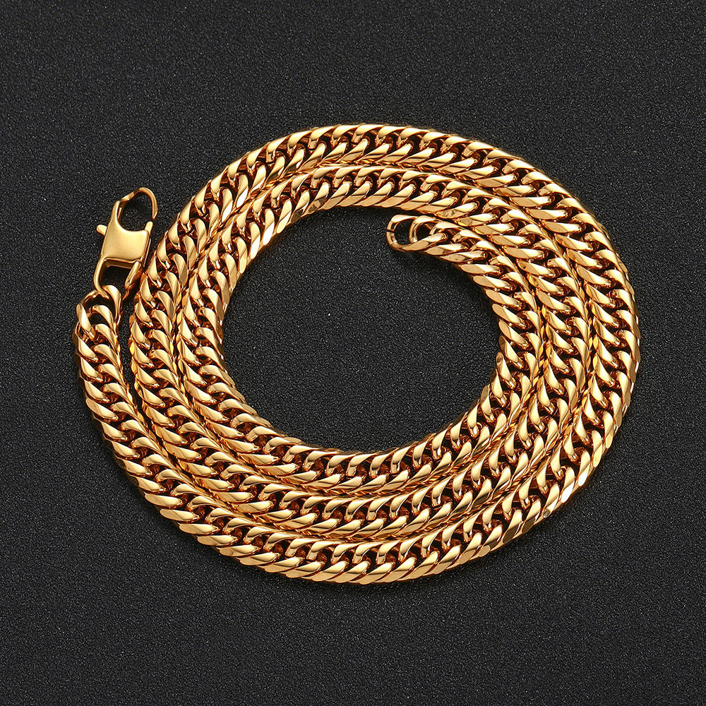 The Faceted Double-Link Cuban Chain in Stainless Steel, view 5