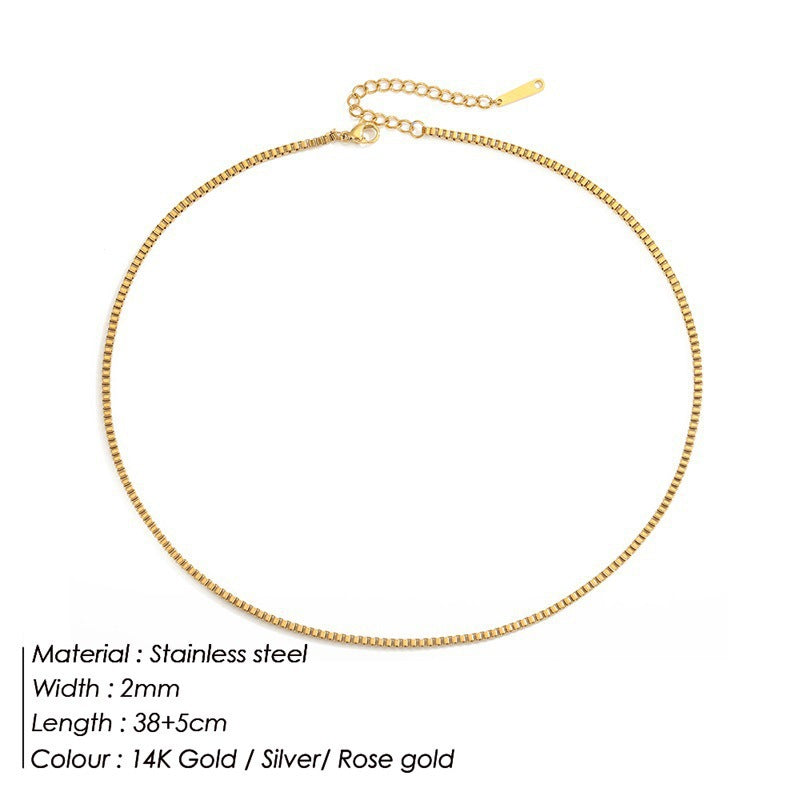 2mm Box Chain Necklace in Silver view 4