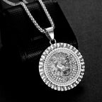 316L Stainless Steel Iced Lion Head Pendant Necklace gold-tone view 4