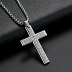 Lord's Prayer Cross Pendant Necklace black finish view 3