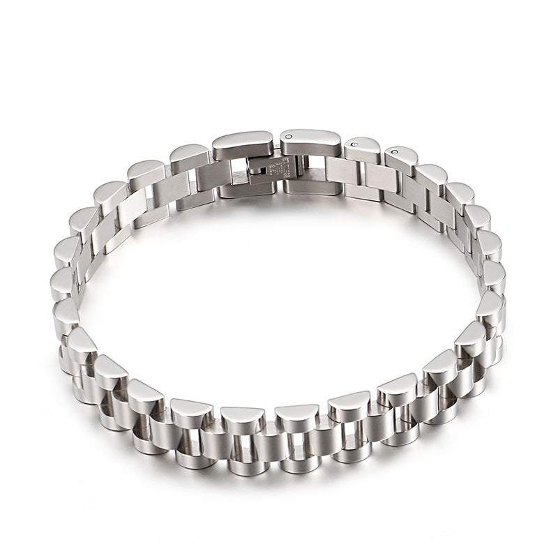 Titanium Steel President Link Bracelet and Ring Set in gold-tone view 5