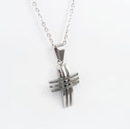 Geometric Interlocking Cross Necklace silver-tone finish