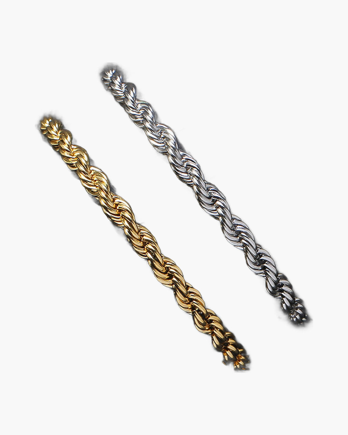 5mm Rope Chain Bracelet silver finish on white background view 3