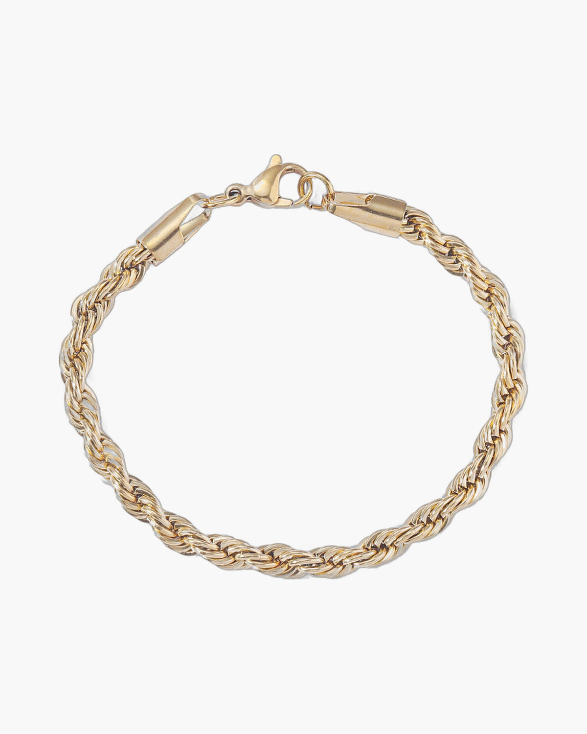 5mm Rope Chain Bracelet silver finish on white background view 5