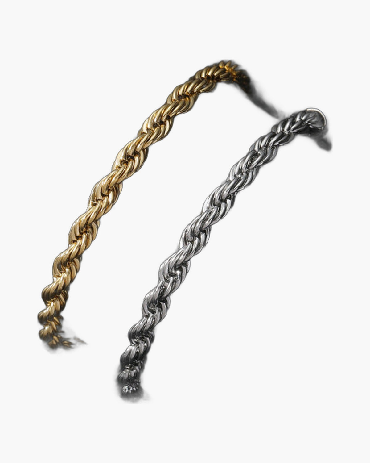 5mm Rope Chain Bracelet silver finish on white background view 2