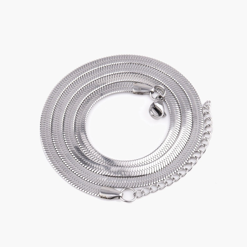 5mm Snake Chain Necklace in gold-tone stainless steel, coiled on a white background view 3
