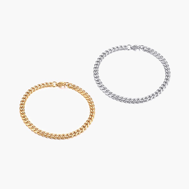 5mm Titanium Steel Curb Link Bracelet in silver and gold-tone finishes