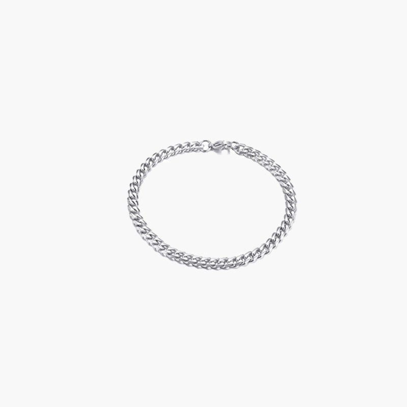5mm Titanium Steel Curb Link Bracelet in silver and gold-tone finishes view 3