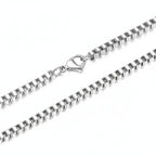 Minimalist Stainless Steel Box Chain on neck view 9