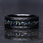 Black Tungsten Carbide Opal Inlay Ring front view view 3