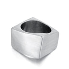 Brushed Titanium Steel Square Ring, geometric shape view 2