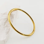 Minimalist Oval Bangle Bracelet, silver finish view 2