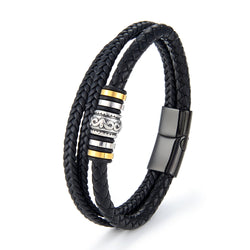 Braided Leather Scrollwork Magnetic Bracelet clean product shot