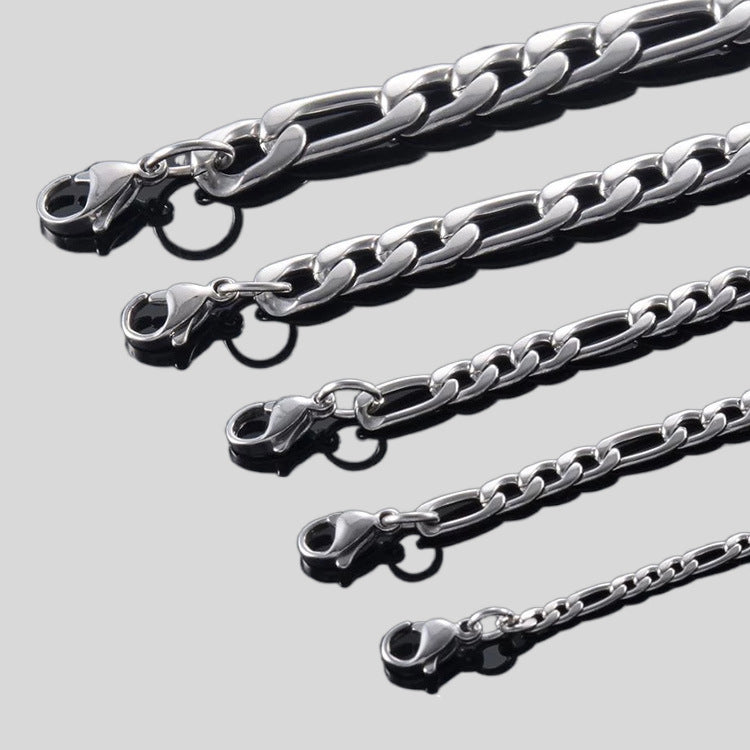 304 Stainless Steel Figaro Link Chain silver-tone lobster clasp view 3