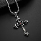 The Gothic Fleur Cross Pendant Necklace in Titanium Steel, view 4
