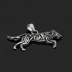 Titanium Steel Wolf Knotwork Pendant Necklace with wheat chain view 3