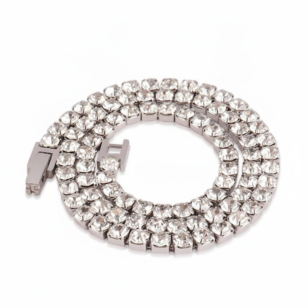 4mm CZ Tennis Chain Necklace in silver with brilliant cubic zirconia stones view 2