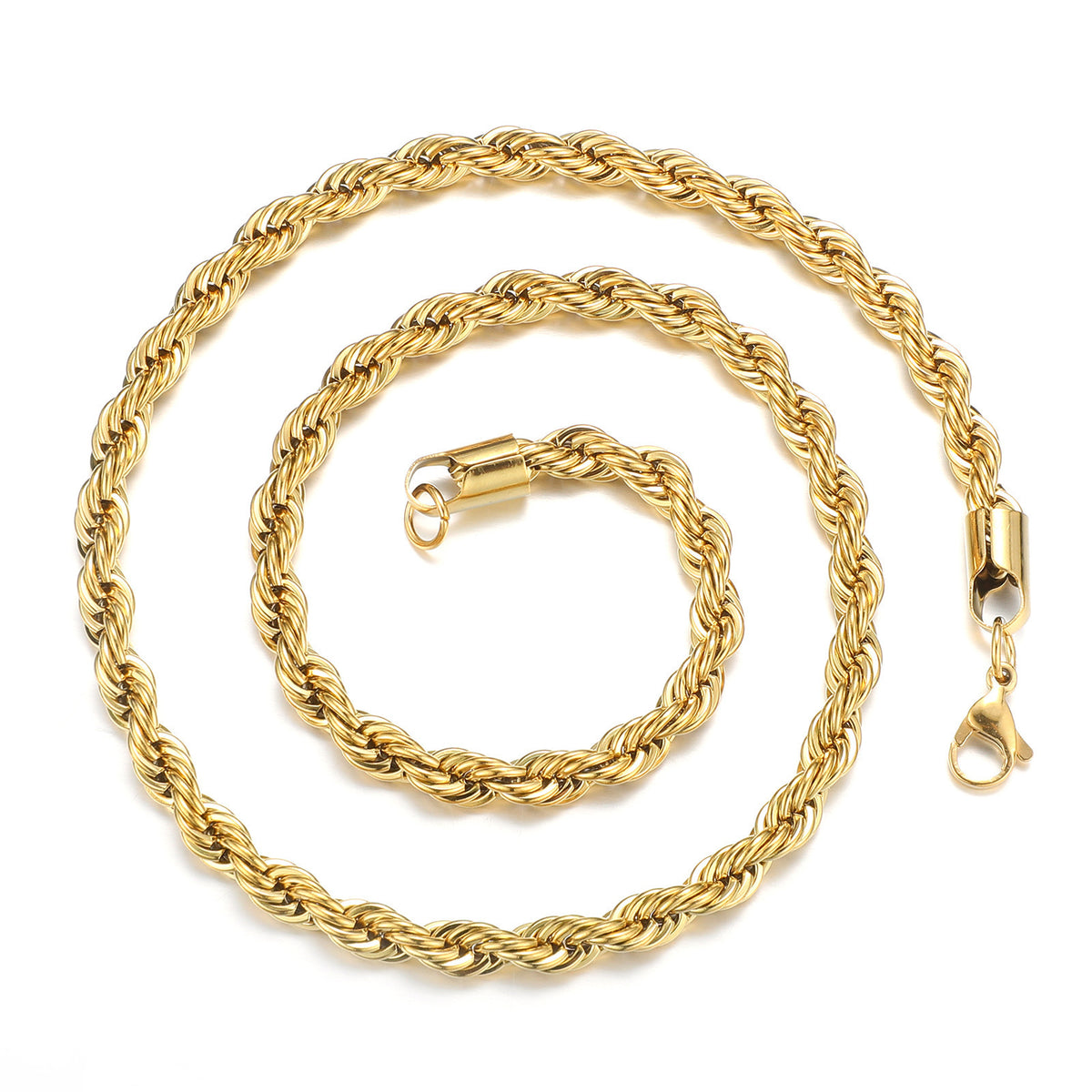 Stainless Steel Rope Chain gold-tone coiled