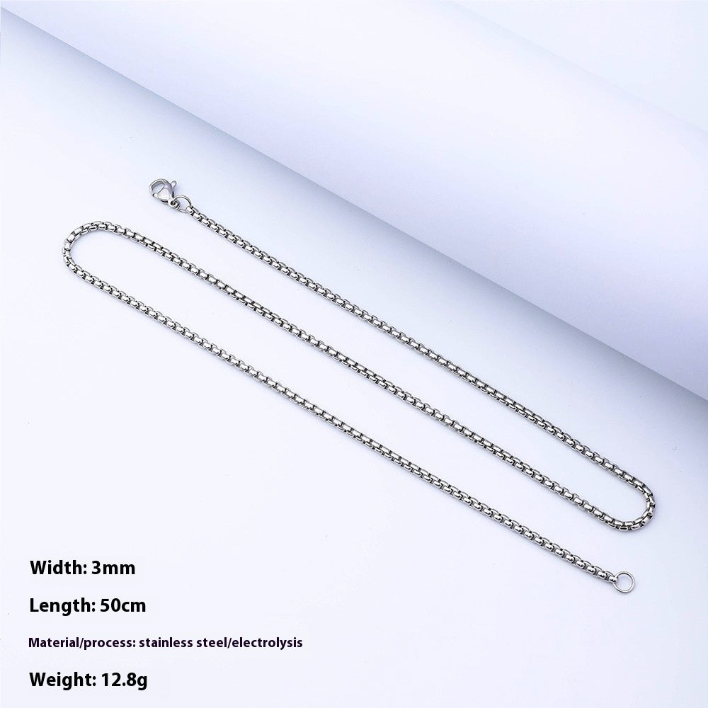 Stainless Steel Box Chain in silver, gold, and black finishes view 2