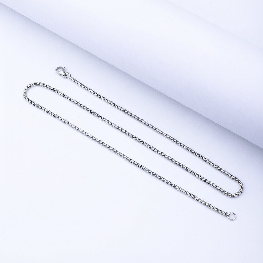 Stainless Steel Box Chain in silver, gold, and black finishes view 2