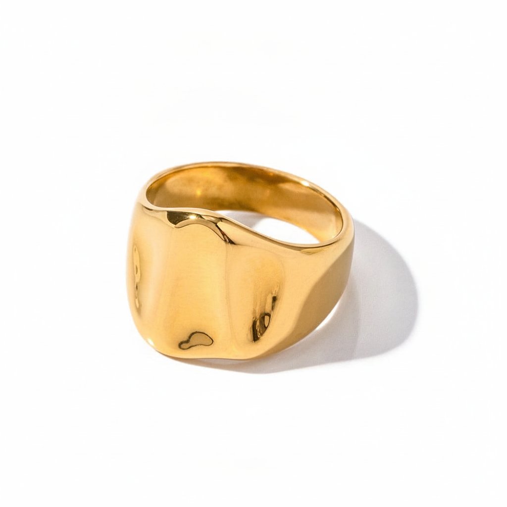 Gold-Tone Wide Face Signet Ring, minimalist design view 3