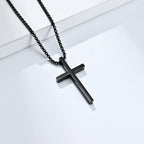 Stainless Steel Cross Pendant Necklace in silver, gold, and black finishes view 9