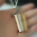 Titanium Steel Rectangular Bar Pendant on hand view 4