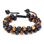Tiger Eye Agate Bead Adjustable Bracelet - stone beads, macrame closure view 2