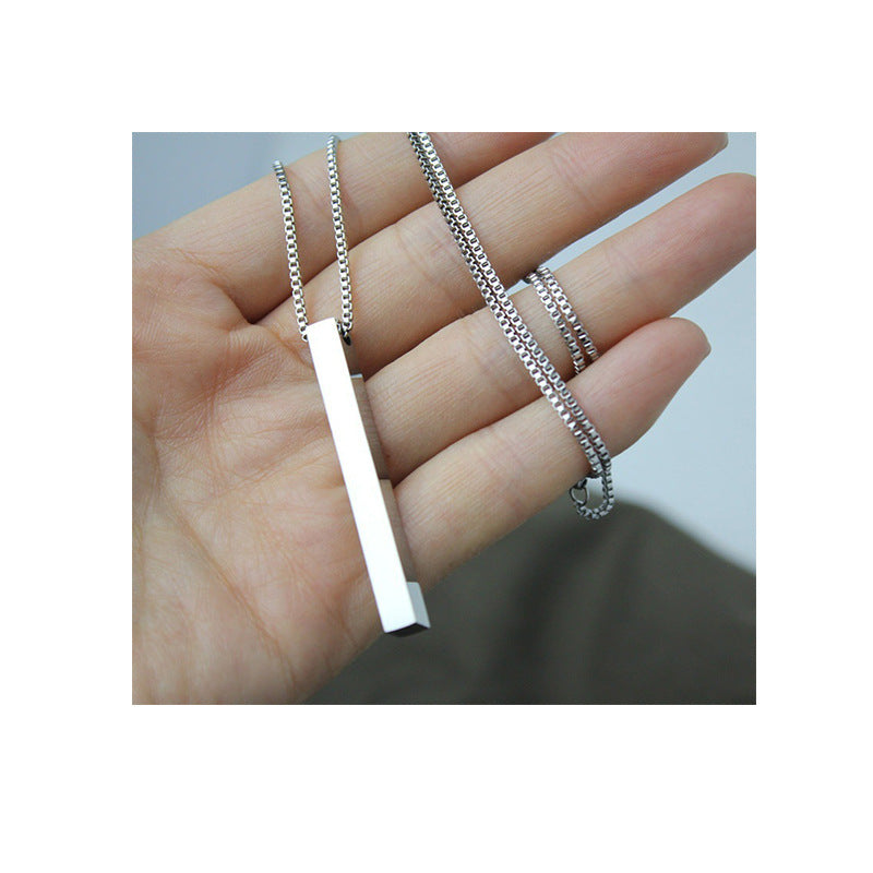 Titanium Steel Rectangular Bar Pendant on hand