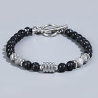The Toggle Clasp Stone Bead Bracelet with Steel Accents, view 4