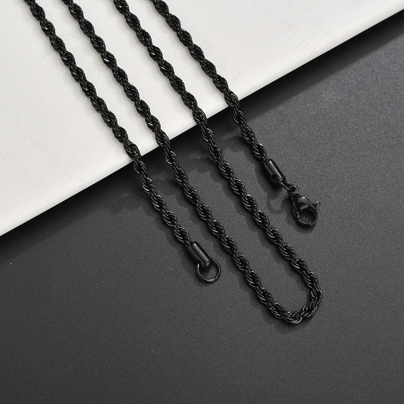 Rope Chain Stainless Steel Necklace silver coiled view 6